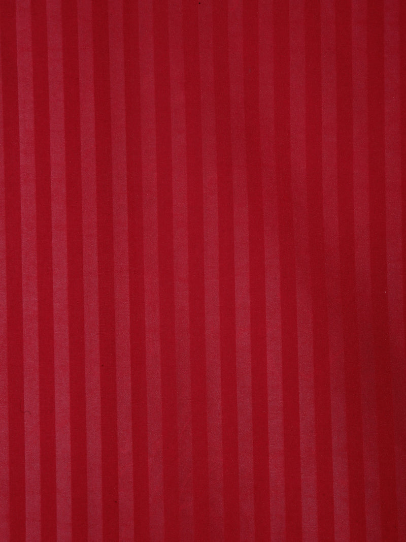 Home Sizzler 300TC Microfibre Maroon Satin Striped Single Bedsheet with 1 Pillow Cover, 90"X55"