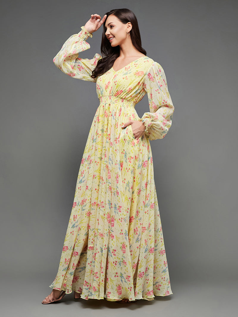 Giving Joy To Others Printed Maxi Dress Multicolored-Base-Lime Yellow