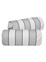 Clasiko Cotton Bolster Covers Set Of 2 220 TC Grey White Stripes 30x15 Inches