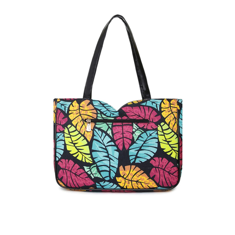 Kleio Galore Printed Canvas Zipper Tote Handbag For Women Ladies