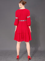 So Damn Impatient Embroidered Midi Dress Red