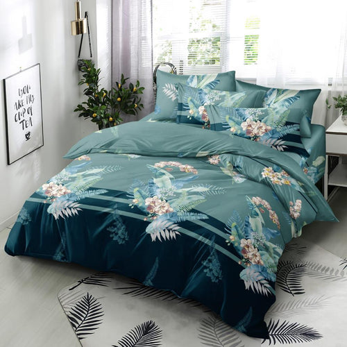Home Sizzler 144TC Microfibre Turquoise Green Double Bedsheet With 2 King Size Pillow Covers