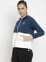 PERFKT-U Women Blue & White Colorblock HYDRA-COOL Antimicrobial Running Jacket