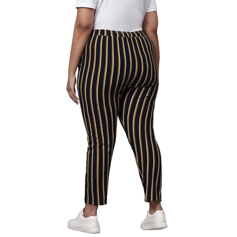 Instafab Better Mind Plus Size Women Striped Stylish Casual & Evening Trackpant