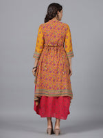 Juniper Women Mustard Georgette Printed Draped Maxi Dress
