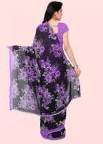 Purple Rose Art Print Daily Wear Georgette Saree
