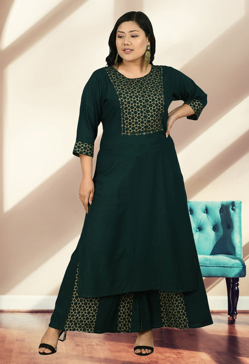 Plus Size Embellished Kurta Sharara Set