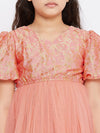 Girl's Western Embroidery Dress Peach