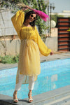 Juniper Mustard Georgette Printed Anarkali Dress