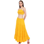 Aawari Rayon Skirt Top Set For Girls and Women Mustard