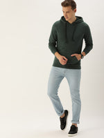 Men Solid Relaxed Blackout Hooded Sweatshirt