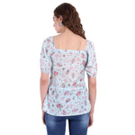 MYY Women's Light Blue And Pink Floral Printed Top
