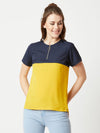 Made Your Own Label Colour Block Multicolor-Base Navy Blue Top