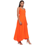 Aawari Rayon Front Open Gown For Girls and Women Orange
