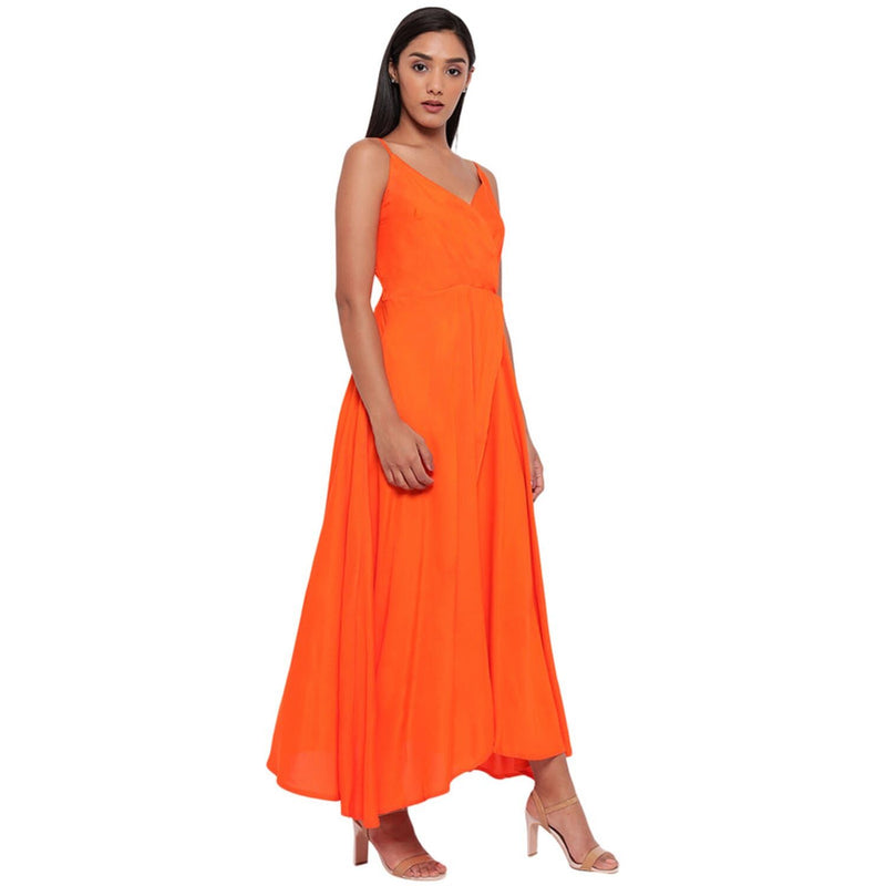 Aawari Rayon Front Open Gown For Girls and Women Orange