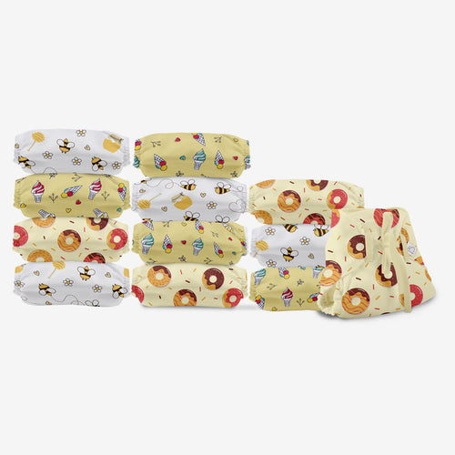 SuperBottoms Dry Feel Langot - Pack of 12- Organic Cotton Padded langot with Gentle Elastics & a SuperDryFeel Layer on top (Sweet Tooth, Size 2)