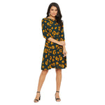 Adults-Women Green Floral Printed A-line Dress