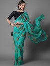 Sareemall Teal Green Party Wear Georgette Sequence Work Saree With Unstitched Blouse