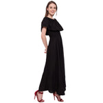Aawari Rayon Frill Gown For Girls and Women Black