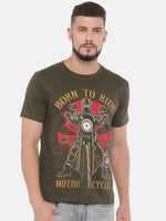 Rider Print Round Neck Cotton T-shirt Regular Fit