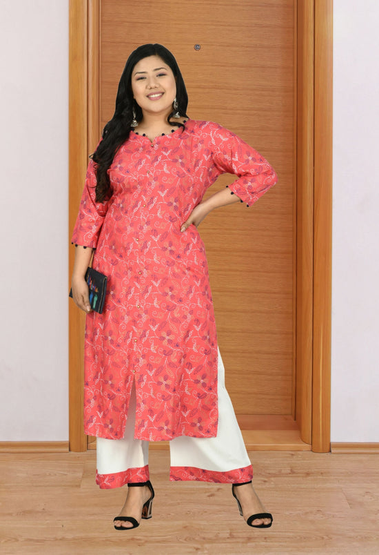 Plus Size Romantic Pink Kurta Set