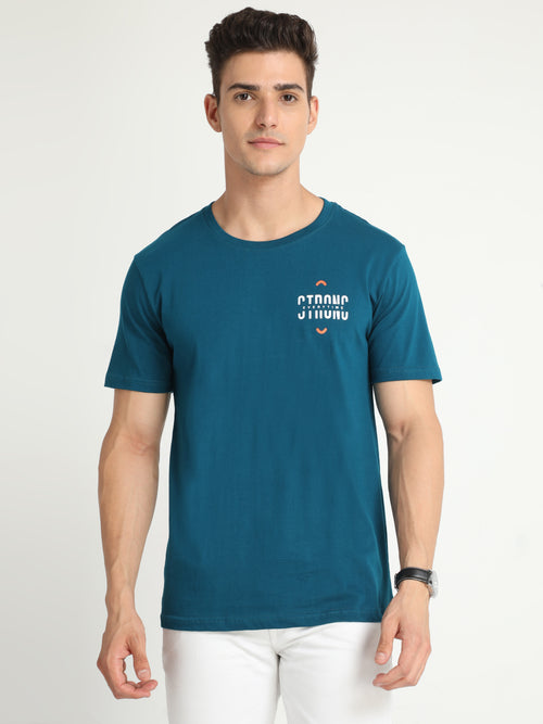Masculino Latino Blue Solid Round Neck T-Shirts