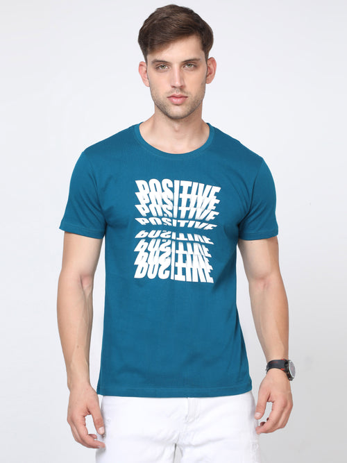 Masculino Latino Blue Solid Round Neck T-Shirts