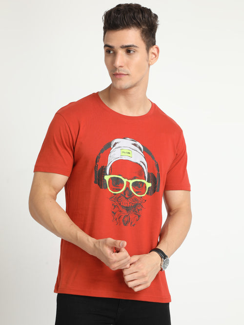 Masculino Latino Red Solid Round Neck T-Shirts