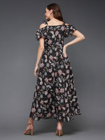 Never Have To Settle Ruching Maxi Dress Multicolored-Base-Black