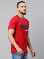 Rodamo Red Printed Round Neck T-shirts
