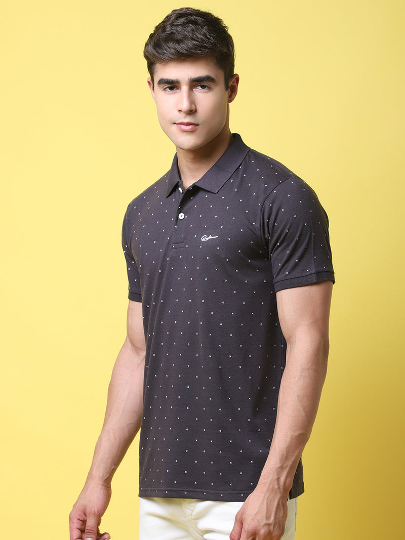 Rodamo Grey Polo Printed T-Shirts