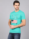 Rodamo Green Printed Round Neck T-shirts