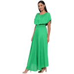 Aawari Rayon Frill Gown For Girls and Women Green