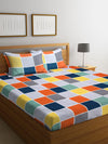 Home Sizzler Oldenna 144TC Microfibre Multicolor Double Bedsheet With 2 King Size Pillow Covers