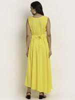 Aawari Rayon Plain Gown For Girls and Women Light Yellow