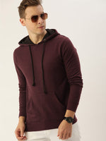 Men Solid Relaxed Threads Hooded Sweatshirt