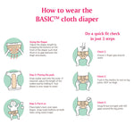 BASIC Pocket Diaper - Freesize Adjustable, Washable and Reusable pocket cloth diaper for day time use (with dry feel pad/soaker/insert)(Donut)