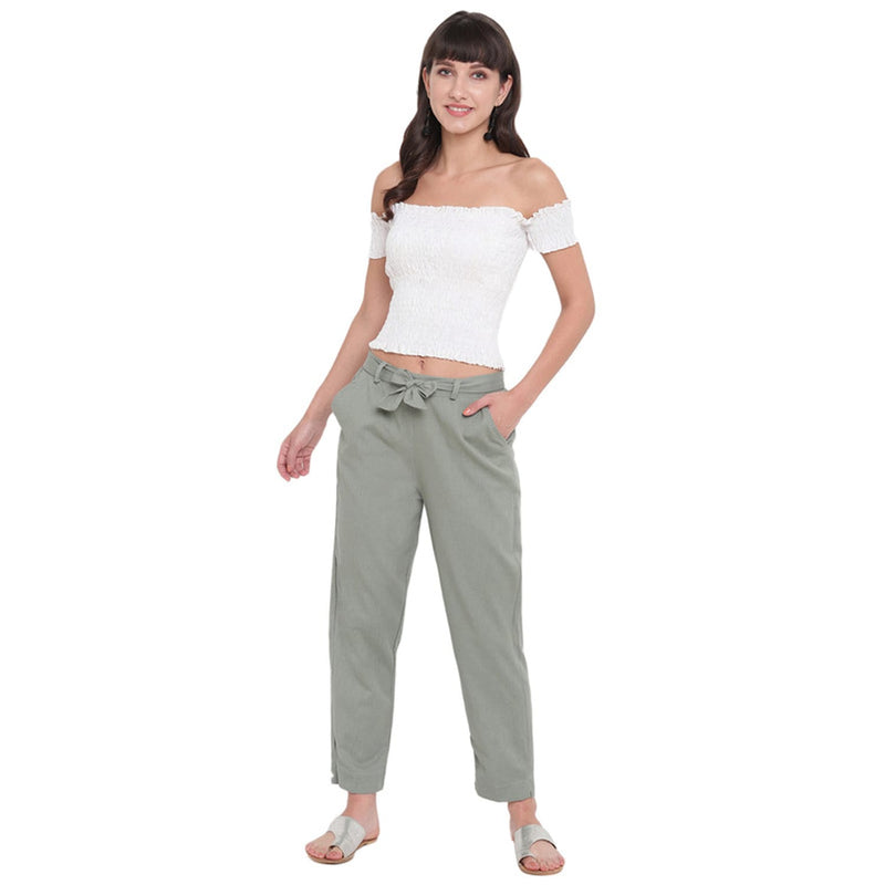 Front Knot Linen Pant - CHOCCO | Online Clothing Store in Sri Lanka