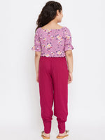 Girl's Captain Printed Top with trousers Pant Purple