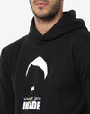 Campus Sutra Men's Solid Black Printed Regular Fit With Hoodie For Winter Wear | Full Sleeve | Cotton Sweatshirt | Casual Sweatshirt For Man | Western Stylish Sweatshirt For Men