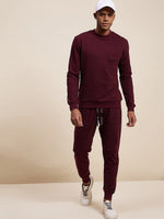 Men's Maroon Slim Fit Pocket Detail Track Pants