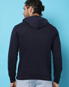 Campus Sutra Mens Indigo Blue Solid Printed Sweatshirt With Hoodie Regular Fit For Casual Wear | Cotton Fabric | Trendy Sweatshirt Crafted With Comfort Fit & High Performance For Everyday Wear