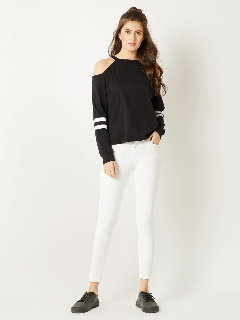 Sweatshirt Black With White Stripe Colour