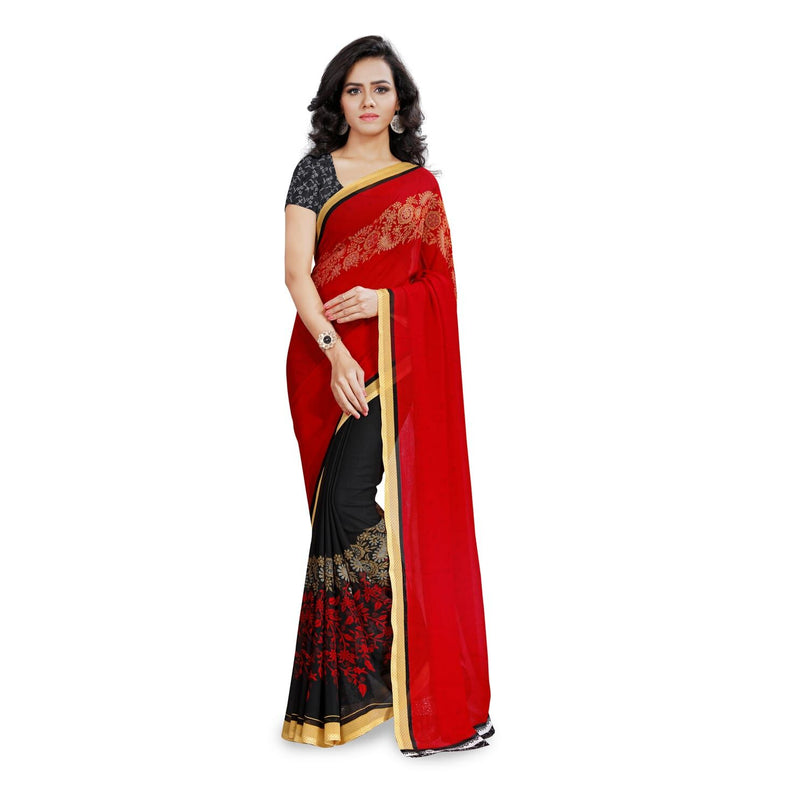 Paisley Art Red Daily Wear Georgette Saree