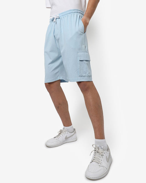 Campus Sutra Men's Light Blue Solid Regular Fit Shorts For Winter Wear | Knee Length | Elasticated Waist | Drawstring | High-Quality | Casual Shorts For Man | Stylish Shorts For Men