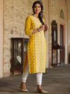 Juniper Women Yellow Georgette Printed Kurta