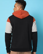 Campus Sutra Mens Multicolour Colour-Blocked Sweatshirt With Hoodie Regular Fit For Casual Wear