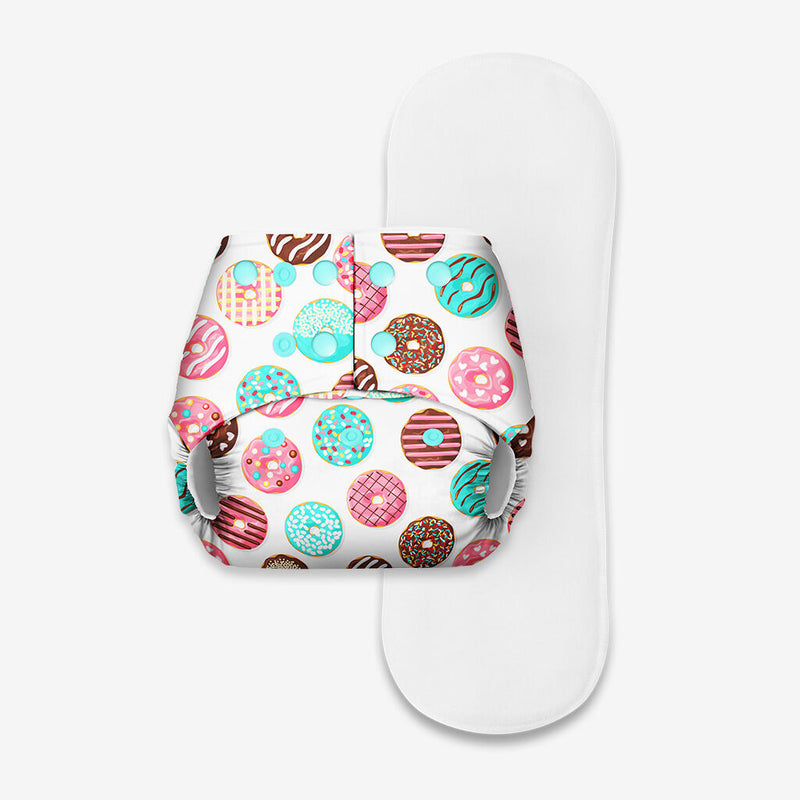 BASIC Pocket Diaper - Freesize Adjustable, Washable and Reusable pocket cloth diaper for day time use (with dry feel pad/soaker/insert)(Donut)