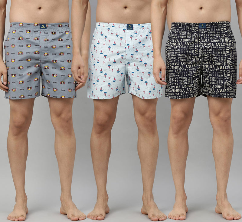 100% Cotton Printed Men Boxer (Pack of 3)