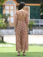 Juniper Fuchsia Chiffon Casual Wear Printed Flared Jumpsuit